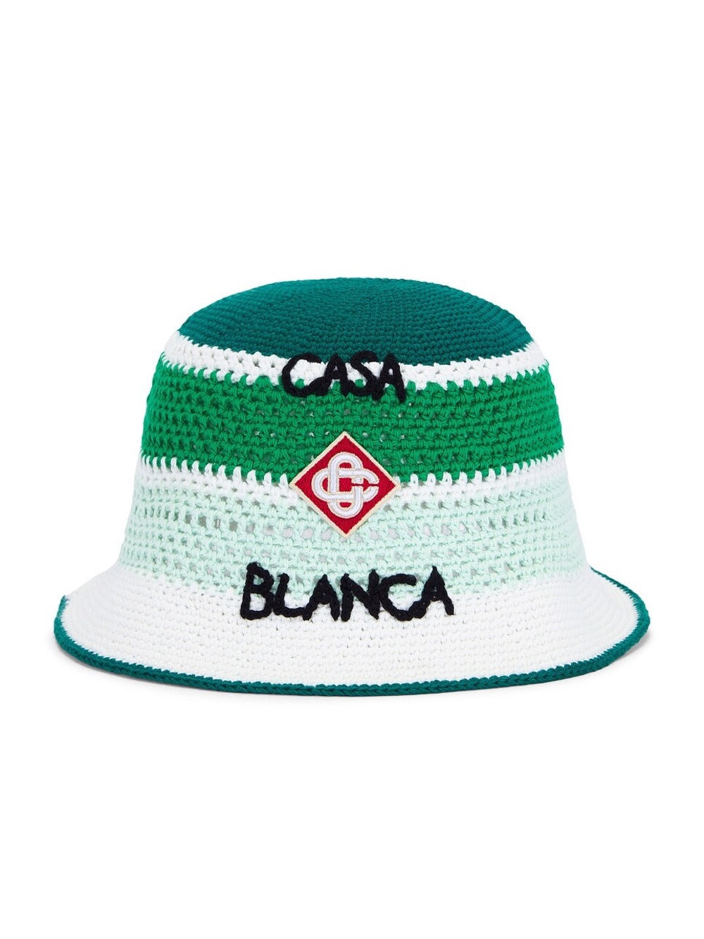 Casablanca Striped Crochet Bucket Hat logo knit logo tennis kelly cotton M/L